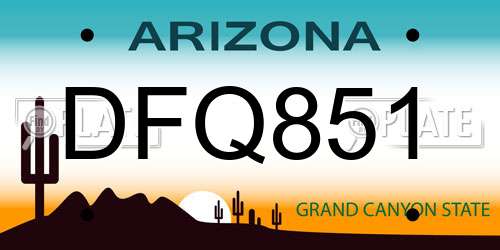 DFQ851 Arizona License Plate