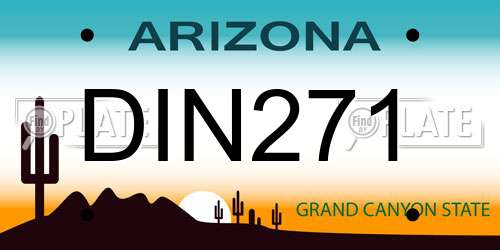 DIN271 Arizona License Plate