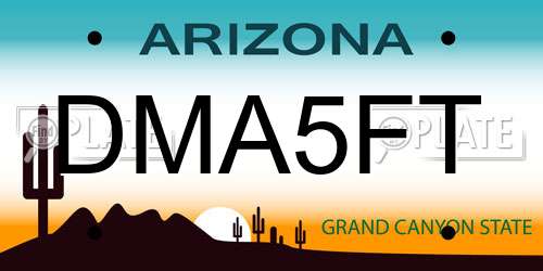 DMA5FT Arizona License Plate