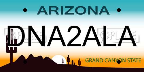 DNA2ALA Arizona License Plate