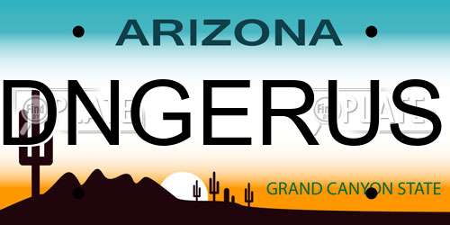 DNGERUS Arizona License Plate