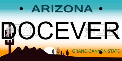 DOCEVER Arizona License Plate