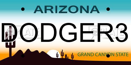 DODGER3 Arizona License Plate