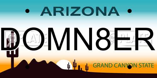DOMN8ER Arizona License Plate