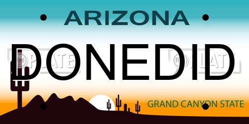 DONEDID Arizona License Plate