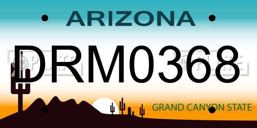 DRM0368 Arizona License Plate