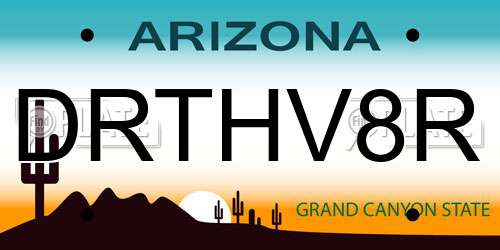 DRTHV8R Arizona License Plate