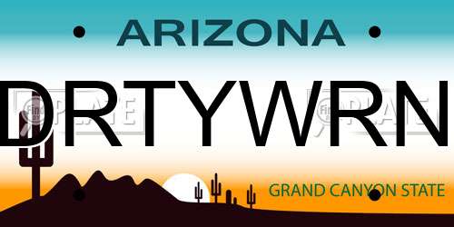 DRTYWRN Arizona License Plate