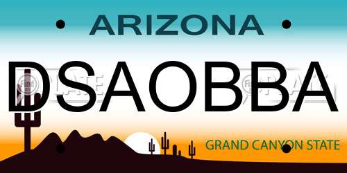 DSAOBBA Arizona License Plate
