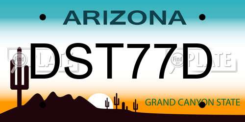 DST77D Arizona License Plate