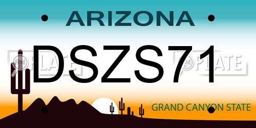 DSZS71 Arizona License Plate