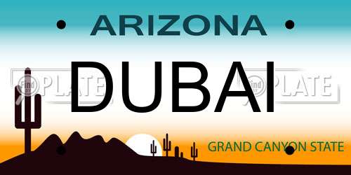 DUBAI Arizona License Plate
