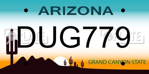 DUG779 Arizona License Plate