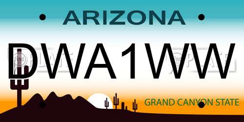 DWA1WW Arizona License Plate