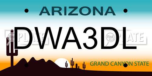 DWA3DL Arizona License Plate