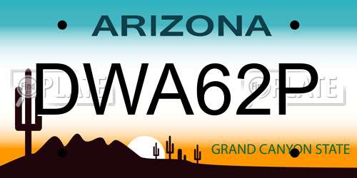 DWA62P Arizona License Plate