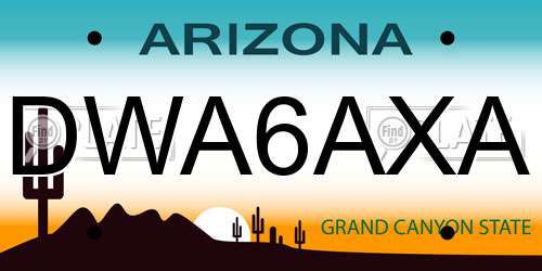 DWA6AXA Arizona License Plate