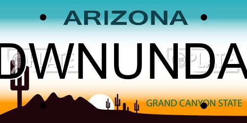 DWNUNDA Arizona License Plate