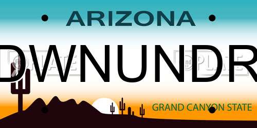 DWNUNDR Arizona License Plate