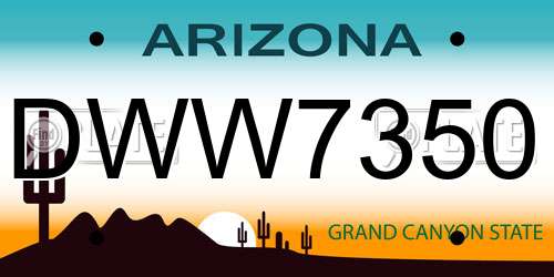 DWW7350 Arizona License Plate