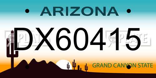 DX60415 Arizona License Plate