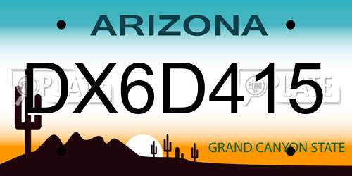 DX6D415 Arizona License Plate