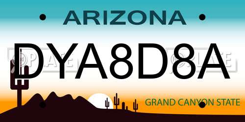 DYA8D8A Arizona License Plate