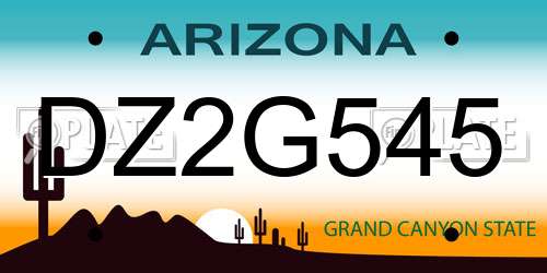 DZ2G545 Arizona License Plate