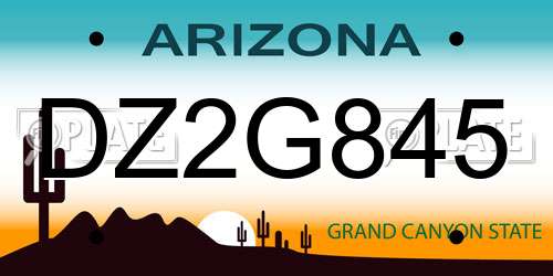 DZ2G845 Arizona License Plate