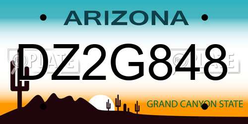 DZ2G848 Arizona License Plate