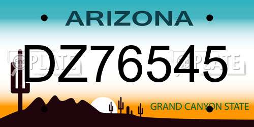 DZ76545 Arizona License Plate