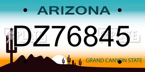 DZ76845 Arizona License Plate