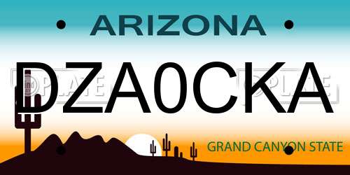 DZA0CKA Arizona License Plate