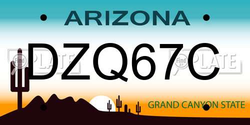DZQ67C Arizona License Plate