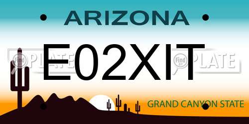E02XIT Arizona License Plate