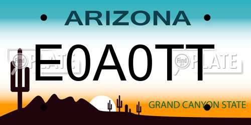 E0A0TT Arizona License Plate