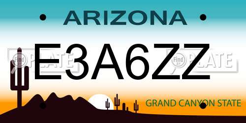 E3A6ZZ Arizona License Plate