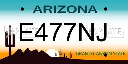 E477NJ Arizona License Plate