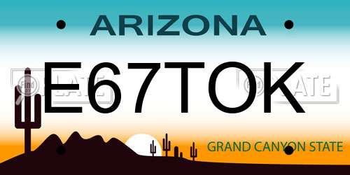 E67TOK Arizona License Plate