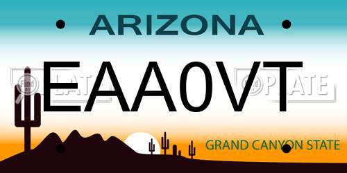 EAA0VT Arizona License Plate