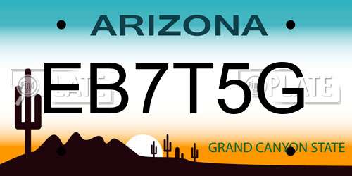 EB7T5G Arizona License Plate