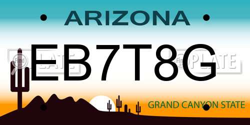EB7T8G Arizona License Plate
