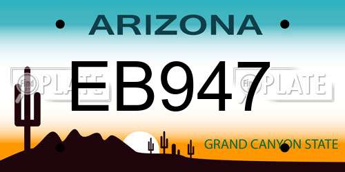 EB947 Arizona License Plate