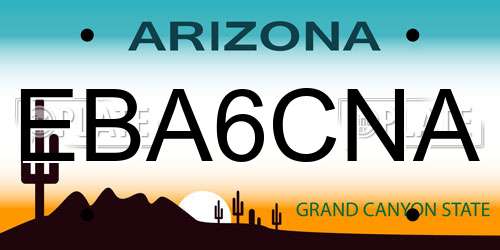 EBA6CNA Arizona License Plate