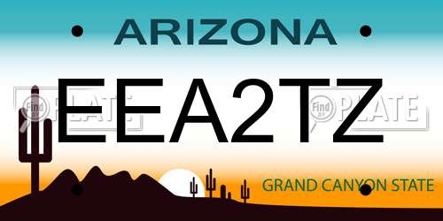 EEA2TZ Arizona License Plate