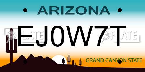 EJ0W7T Arizona License Plate