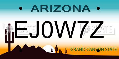 EJ0W7Z Arizona License Plate