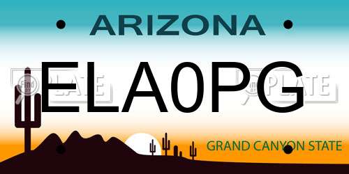 ELA0PG Arizona License Plate