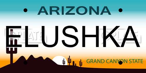 ELUSHKA Arizona License Plate