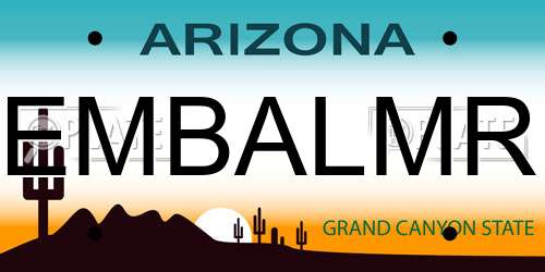 EMBALMR Arizona License Plate
